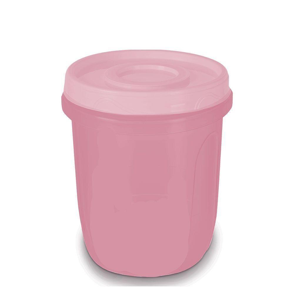 Pote Redondo Com Tampa Rosca De 1 L Rosa - 1