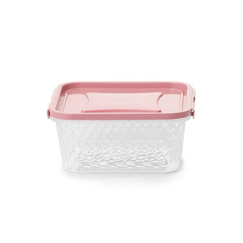 Pote Quadrado Com Trava 1l - Bpa Free Rosa - 2