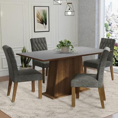 Conjunto Sala de Jantar Ashley 4 Lugares Tampo em MDP com Cadeiras Estofadas Marrom