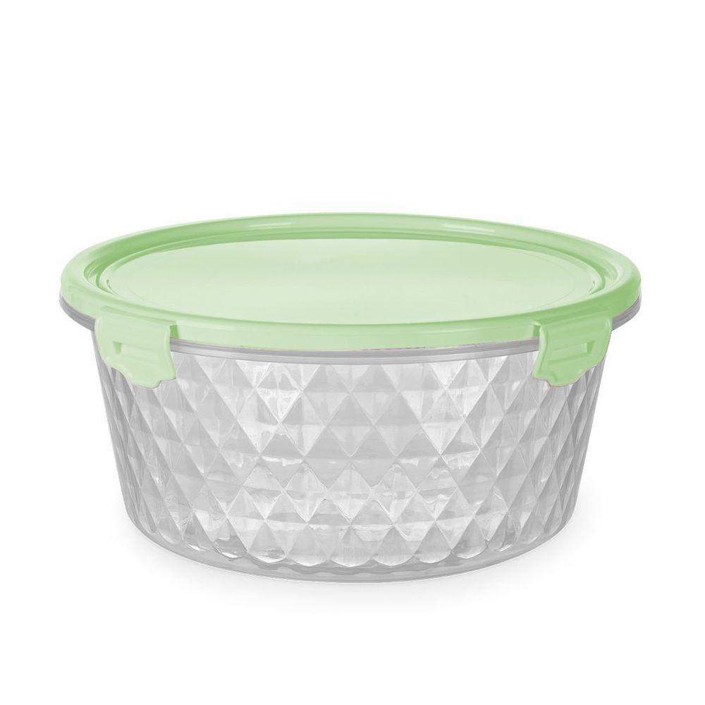 Pote Redondo Plástico Cristal Para Alimentos Frutas Freezer Microondas Verde - 5un - 1,7 Litros - 1
