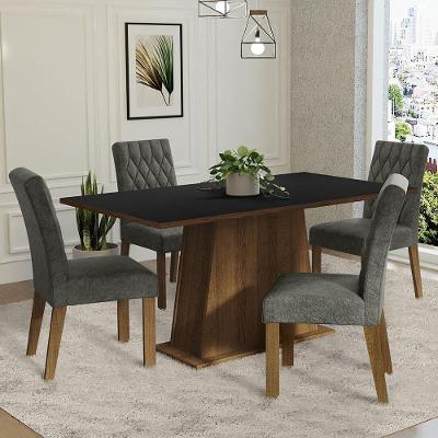 Conjunto Sala de Jantar Ashley 4 Lugares Tampo em MDP com Cadeiras Estofadas Rustic