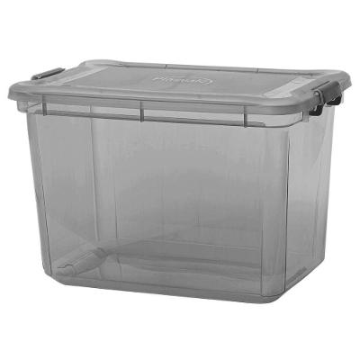 Caixa Plastica Organizadora Transparente Grande 35 Litros - Plasvale Preto