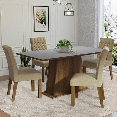 Conjunto de Jantar Ashley 4 Lugares Tampo em MDP com Cadeiras Estofadas Rustic Cinza Imperial