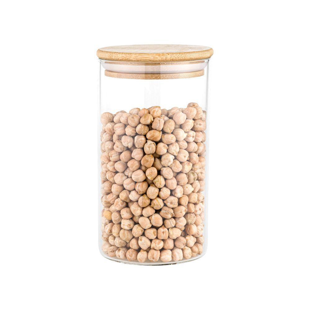Pote De Vidro Porta Mantimentos Hermético Com Tampa De Bambu 770ml - Plasvale Marrom - 4