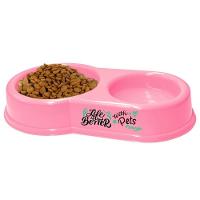 Comedouro Duplo Plasvale Pets Rosa - 1