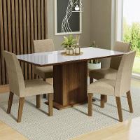 Conjunto Sala De Jantar Mesa Tampo De Vidro 4 Cadeiras Rustic/branco/imperial - 1