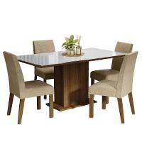 Conjunto Sala De Jantar Mesa Tampo De Vidro 4 Cadeiras Rustic/branco/imperial - 10