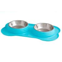 Comedouro Duplo Removí­vel Pet Azul - 1