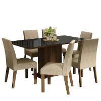Conjunto Sala De Jantar Mesa Tampo De Vidro 6 Cadeiras Rustic/preto/imperial - 10