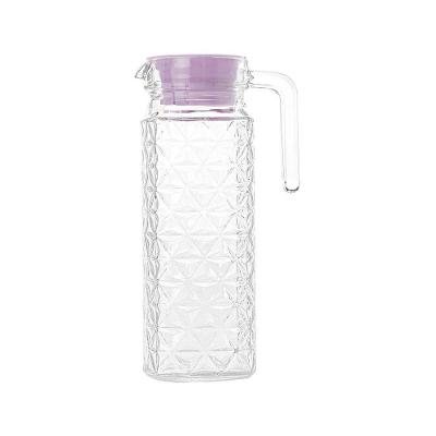 Jarra De Vidro Texturizada Diamante Com Tampa Colorida 1,2 L Lilás