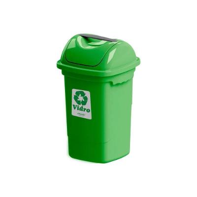 Lixeira Seletiva Basculante 30l Plasvale Verde Vidro Verde