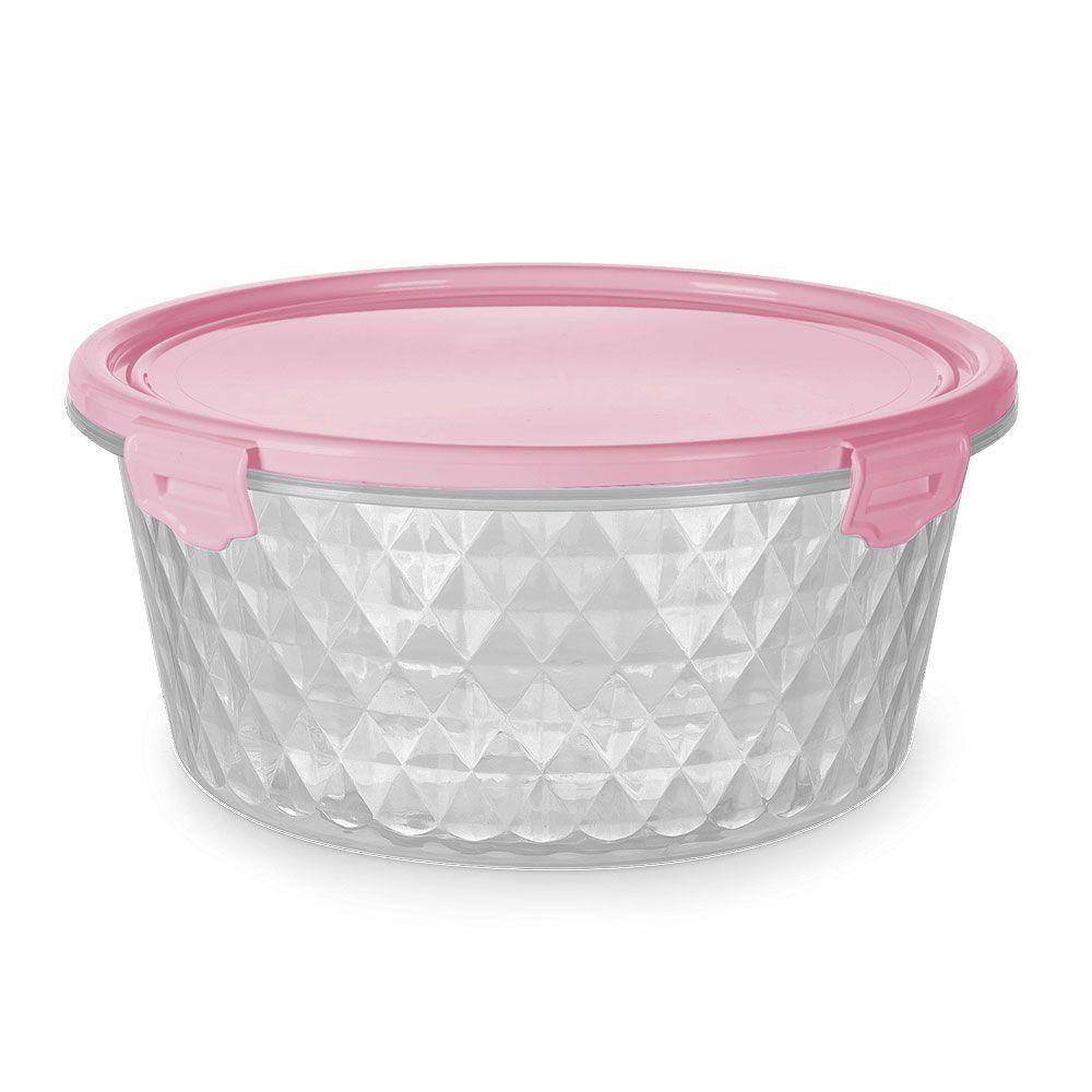 Pote Cristal 550ml Redondos Rosa - 1