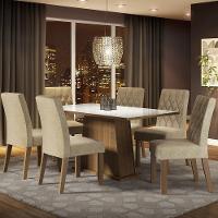 Conjunto Sala De Jantar Mesa Tampo De Vidro 6 Cadeiras Rust - 1