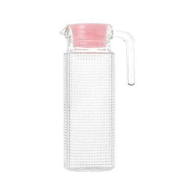 Jarra De Vidro Texturizada Diamante Com Tampa Colorida 1,2 L Rosa