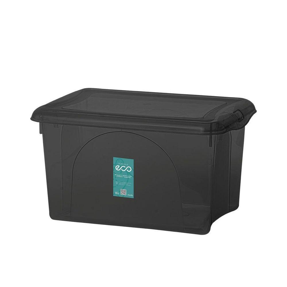 Caixa Plastica Organizadora 12,5 Litros - Plasvale Eco Preto - 1
