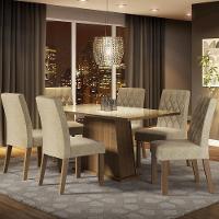 Conjunto Sala De Jantar Mesa Tampo De Vidro 6 Cadeiras Rustic/Crema/imperial Stéfani Madesa - 1