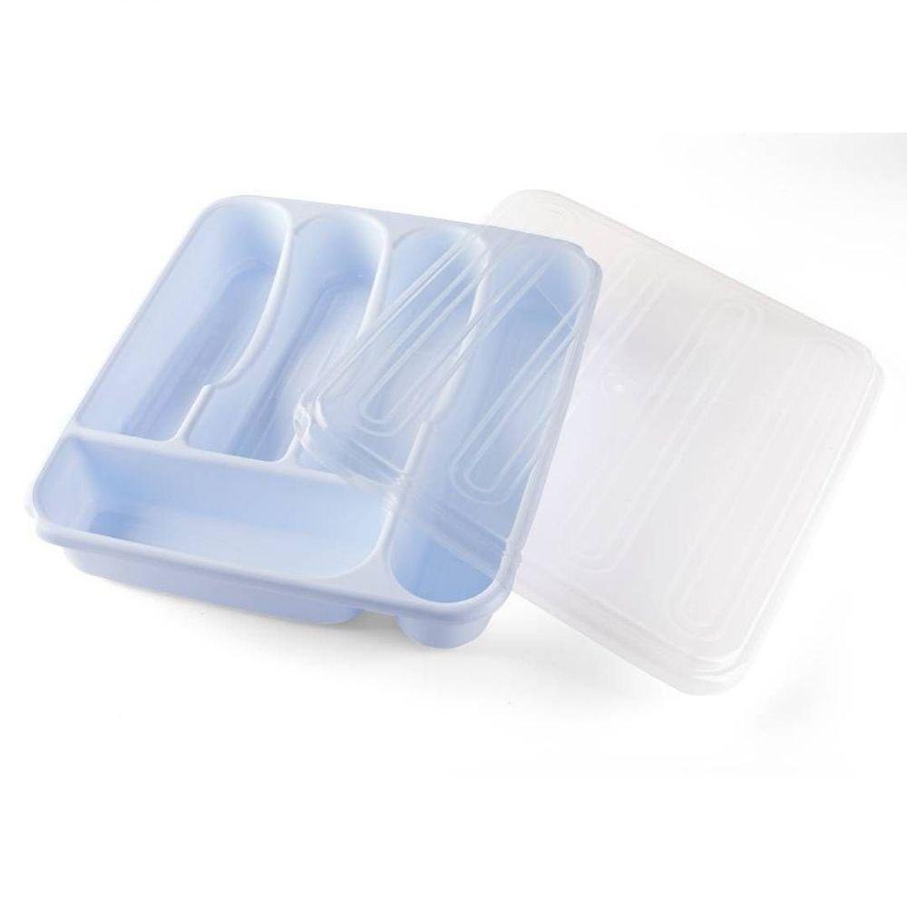 Porta Talheres Com Tampa Plasvale Branco - 1