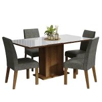 Conjunto Sala De Jantar Mesa Tampo De Vidro 4 Cadeiras Rustic/branco/silver - 8