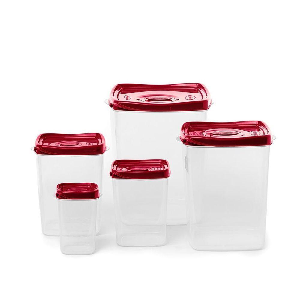 Kit 5 Potes Quadrados - Porta Mantimentos Cinza - 2