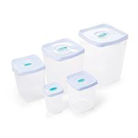 Kit 5 Potes Quadrados - Porta Mantimentos Cinza - 1