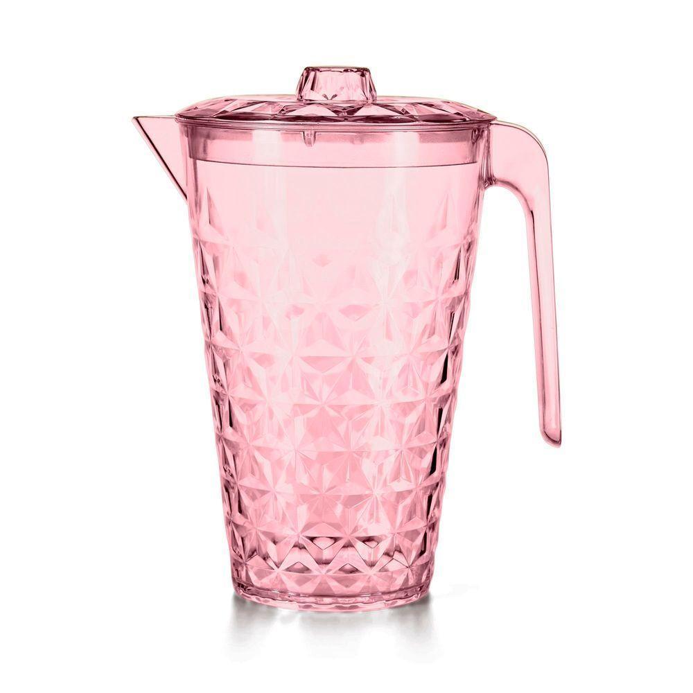 Jarra Cristal Com Tampa 2 Litros Rosa - 1