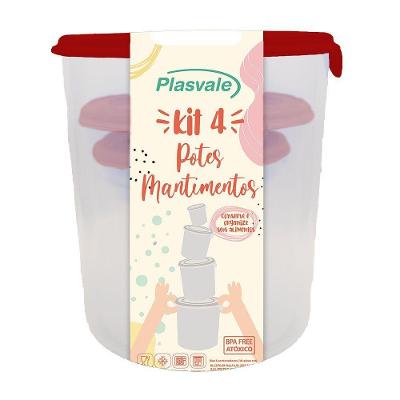 Conjunto 4 Potes Redondos Vermelho