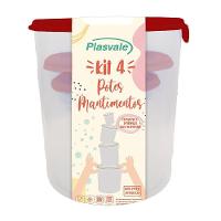 Conjunto 4 Potes Redondos Vermelho - 1