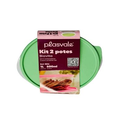 Kit 2 Potes Biovita 0,5l E 1l Plasvale Verde Oliva