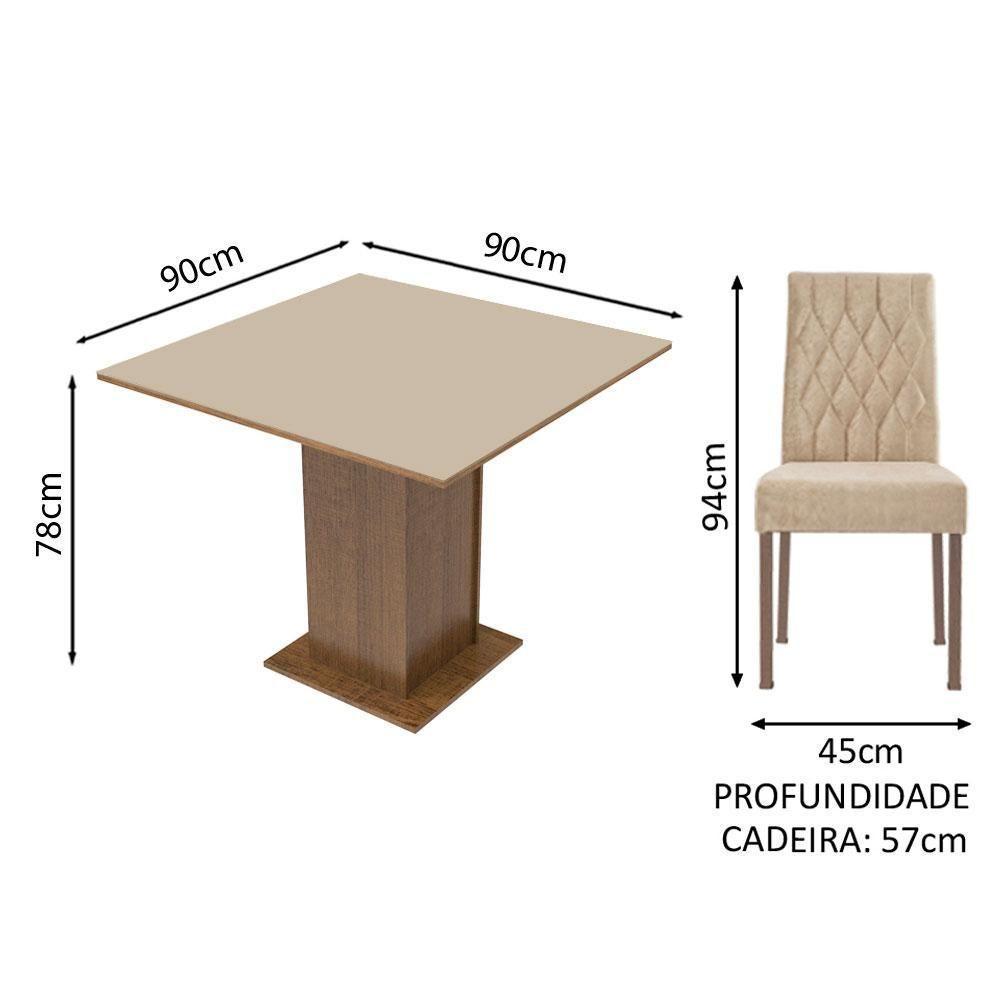 Conjunto Sala De Jantar Mesa Tampo De Madeira 4 Cadeiras Ru - 7