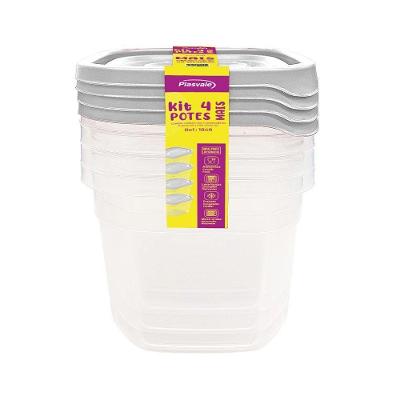 Kit 4 Potes Linha Mais 530ml Plasvale Branco