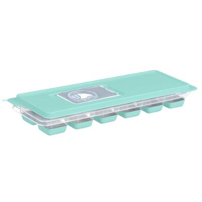 Forma De Gelo Com Tampa Enche Fácil Base Em Silicone Verde