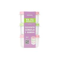 Kit 3 Potes Quadrados Wave 600ml Variado - 2
