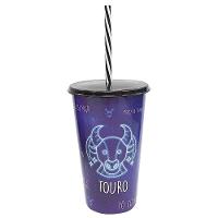 Copo Com Canudo Colecionável Signos Do Zodí­aco 500ml - Plasvale Touro - 1