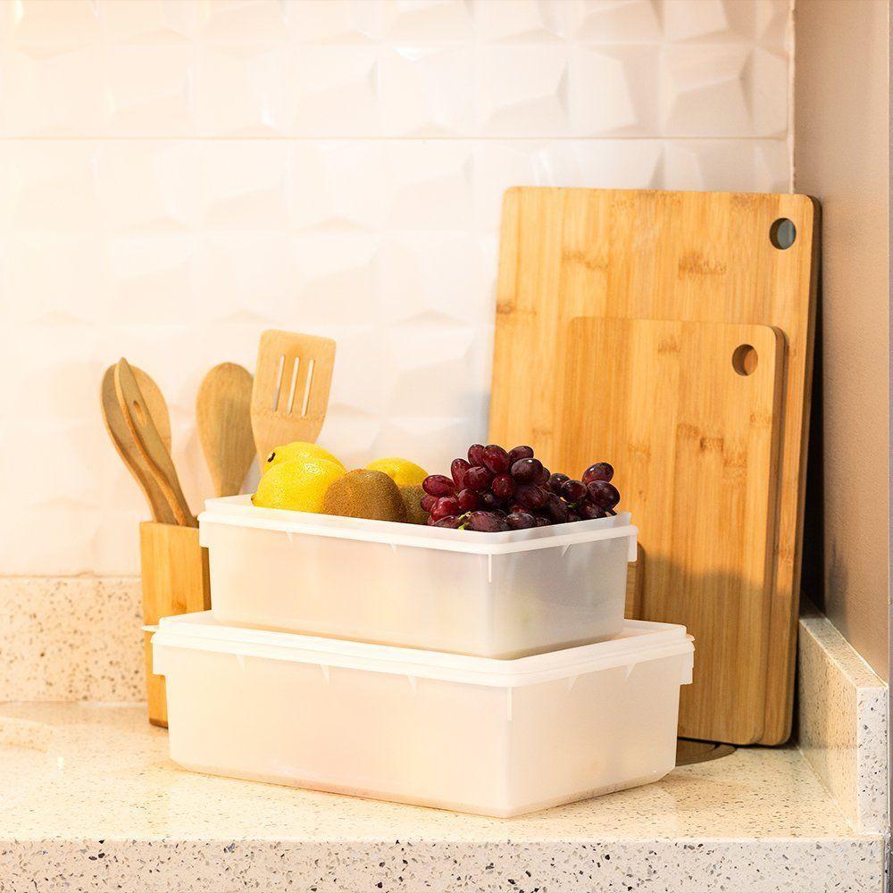 Kit 3 Caixas Herméticas Plásticas Empilháveis 6,5l Branco - 3