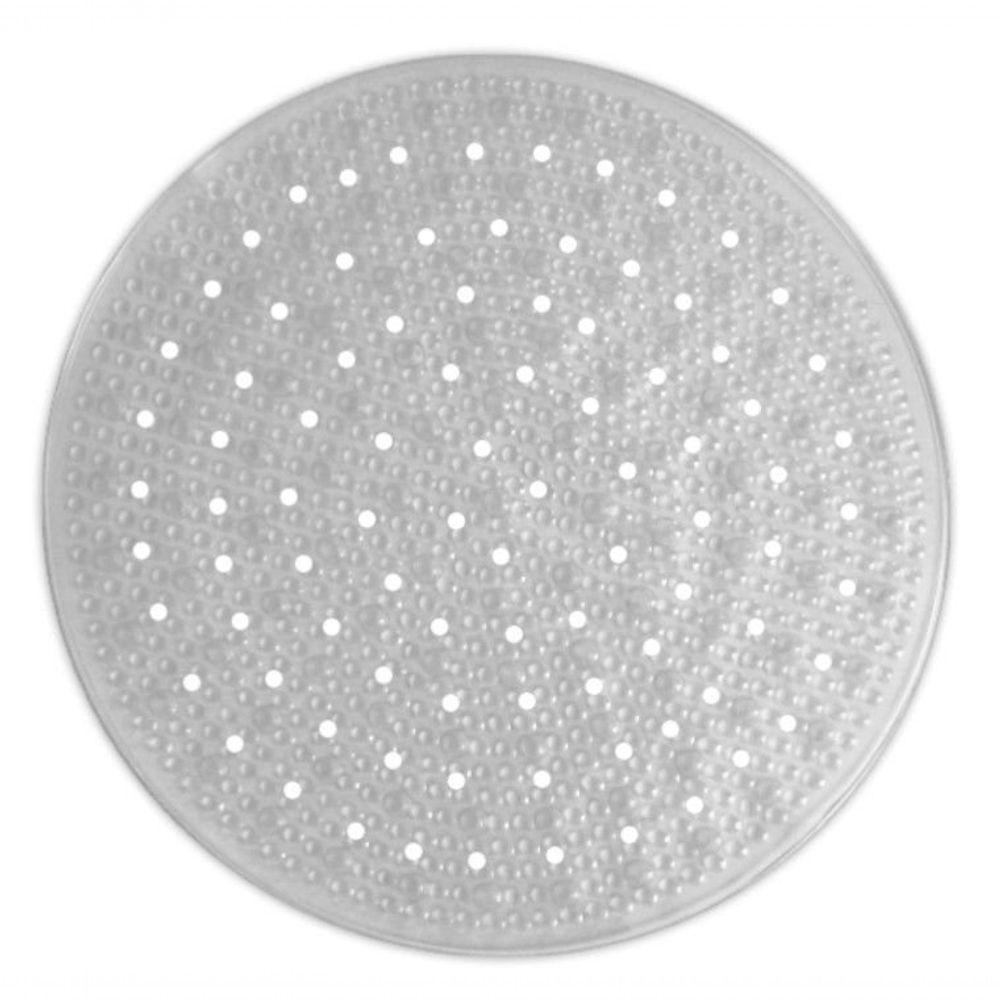 Tapete Para Box E Banheiro Antiderrapante Redondo Com Ventosa - Plasvale Transparente - 1