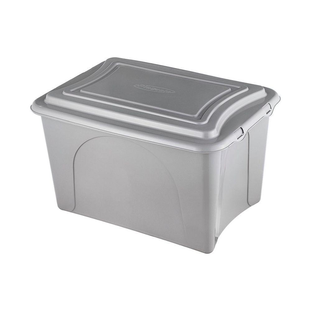 Caixa Plastica Organizadora Grande 50 Litros - Plasvale Eco Cinza - 1