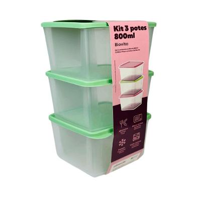 Kit 3 Potes 800ml Plasvale Verde