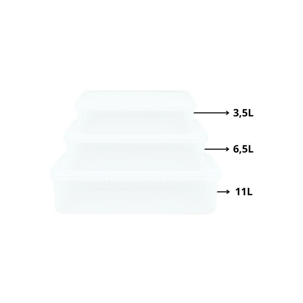 Kit 3 Caixas Herméticas Plásticas Empilháveis 3.5l, 6.5l, 11l Branco - 1
