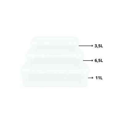 Kit 3 Caixas Herméticas Plásticas Empilháveis 3.5l, 6.5l, 11l Branco