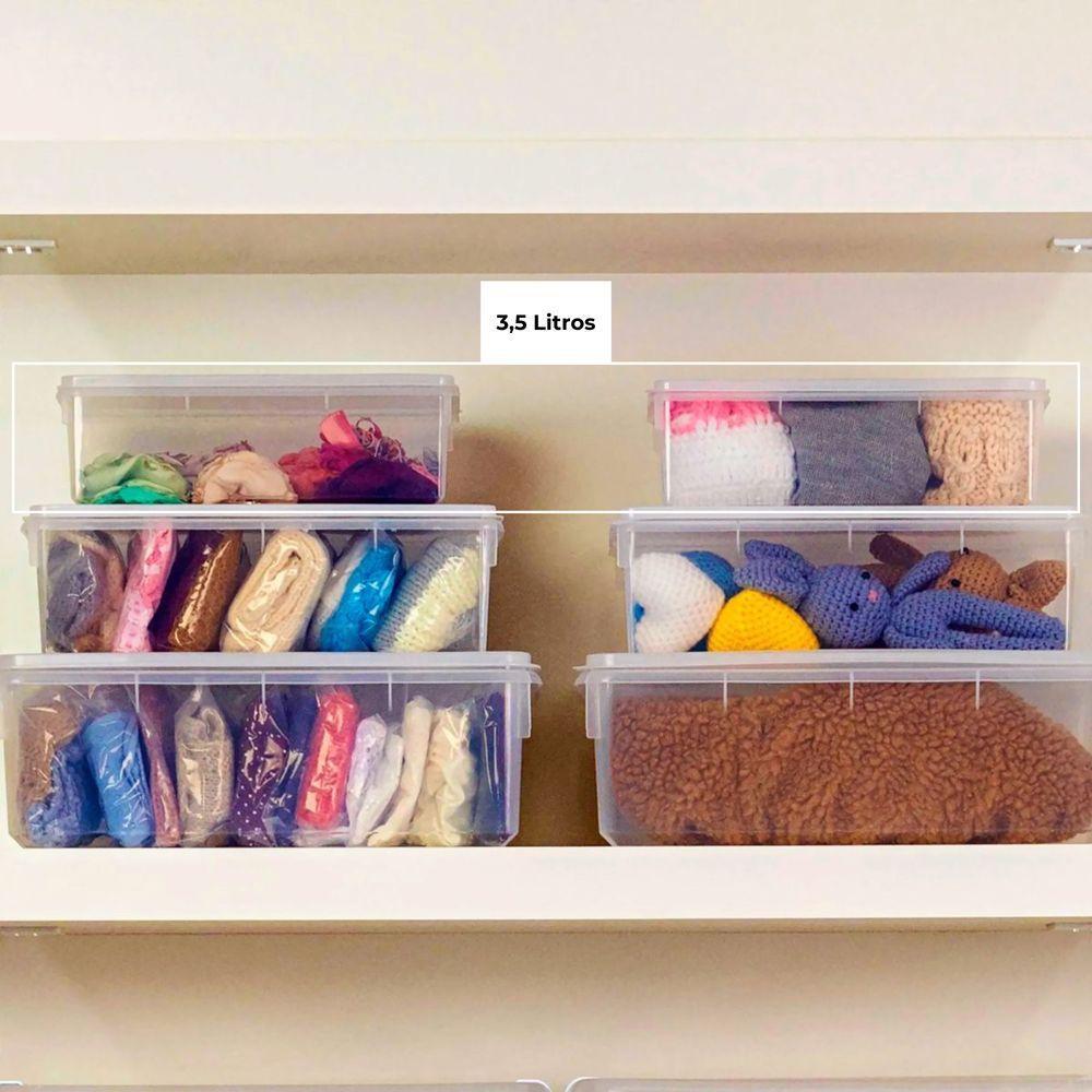 Caixa Plástica Organizadora Empilhável E Hermética Com Tampa 3,5l Plasvale - 27,2x17x9,5cm (cxlxa) Transparente - 2