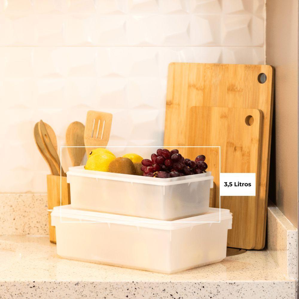 Kit 10 Caixas Herméticas Plásticas Empilháveis 3,5l Branco - 3