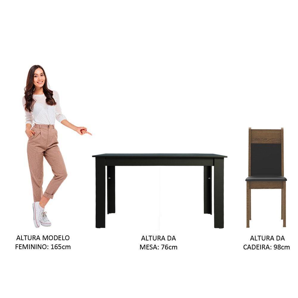 Conjunto Sala de Jantar Havana Mesa com 4 Cadeiras Preto - 7