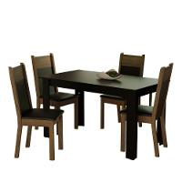 Conjunto Sala de Jantar Havana Mesa com 4 Cadeiras Preto - 1