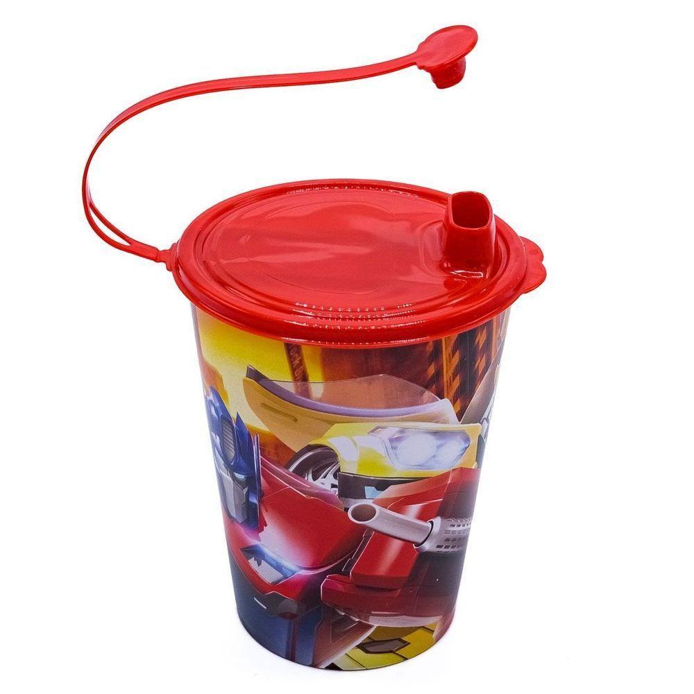 Copo Com Tampa 320ml Infantil Decorado Transformers - 1