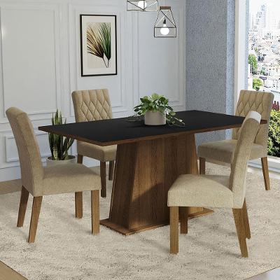 Conjunto Sala de Jantar Ashley 4 Lugares Tampo em MDP com Cadeiras Estofadas Suede Marrom
