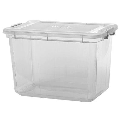 Caixa Plastica Organizadora Transparente Grande 35 Litros - Plasvale Transparente