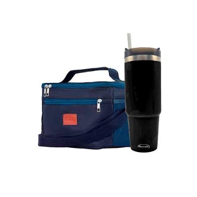 Kit Bolsa E Copo Com Canudo Térmicos Preto