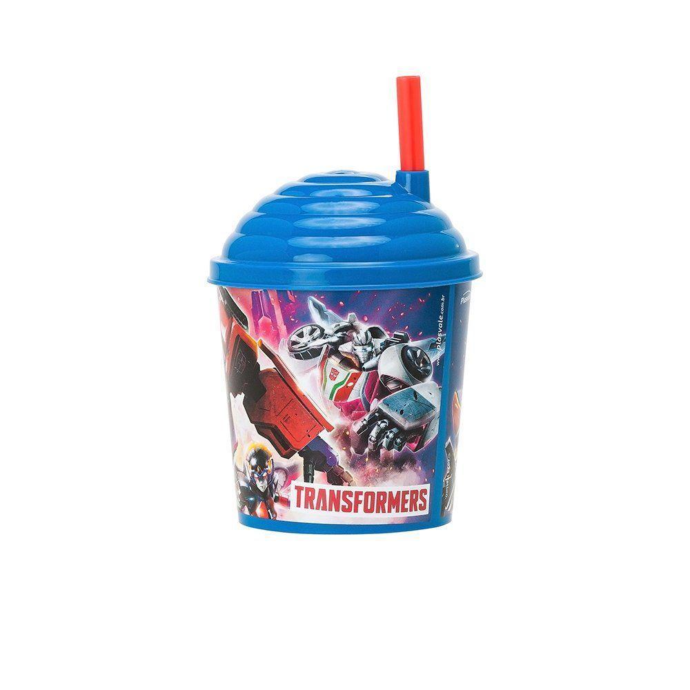 Copo Com Canudo 270ml Infantil Decorado Transformers - 2