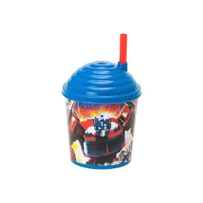 Copo Com Canudo 270ml Infantil Decorado Transformers