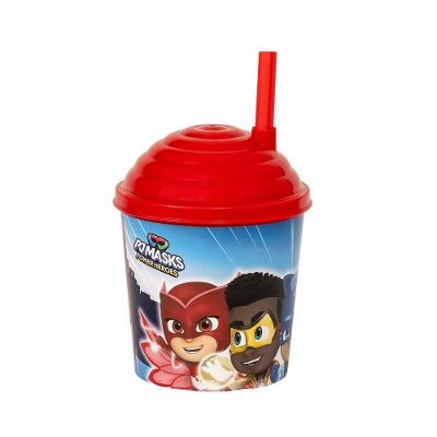 Copo Com Canudo 270ml Infantil Decorado Pj Masks